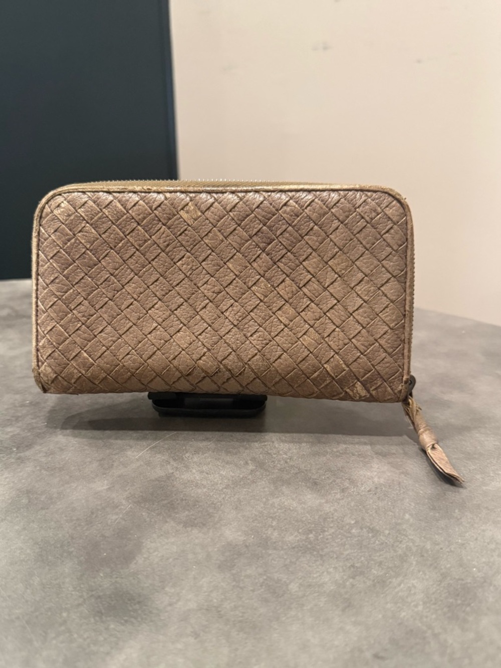 Bottega Veneta Textured Leather Intrecciato  Zip-Around Wallet